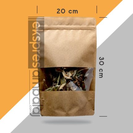 Dar Pencereli Kraft Kilitli Doypack 20x30