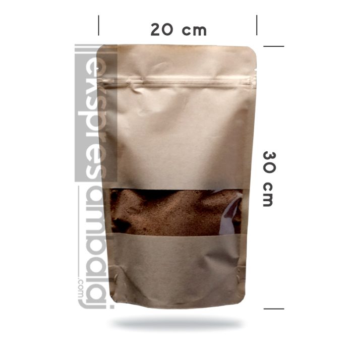 Dar Pencereli Kraft Kilitli Doypack 20x30 - Görsel 2