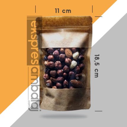 Geniş Pencereli Kraft Kilitli Doypack 11x18,5