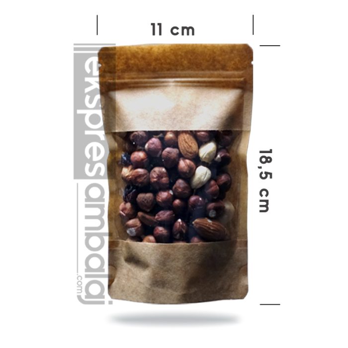 Geniş Pencereli Kraft Kilitli Doypack 11x18,5 - Görsel 2