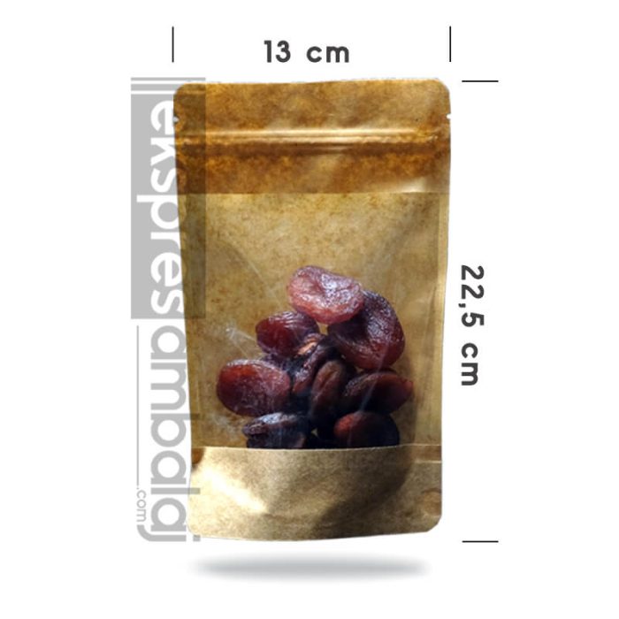 Geniş Pencereli Kraft Kilitli Doypack 13x22,5 - Görsel 2