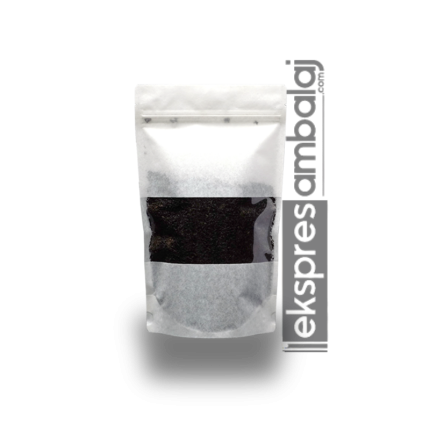 Beyaz Kraft Pencereli Kilitli Doypack