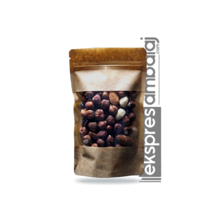 Geniş Pencereli Kraft Kilitli Doypack